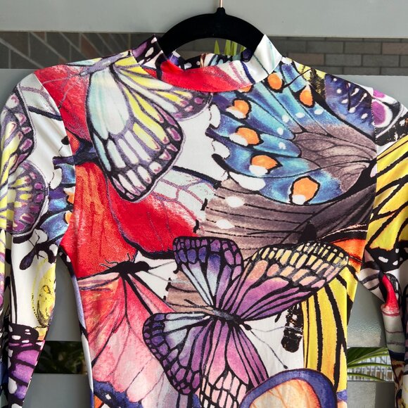 NEW Fashion Nova Butterfly Desire Printed Bodycon Dress Size XS - Picture 4 of 7